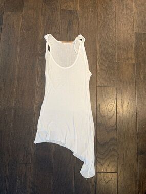 Asymmetric White Women's Tank Top - Scoop Neck